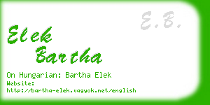 elek bartha business card